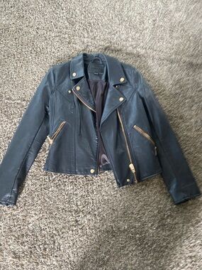 Blank NYC Black Leather Moto Jacket with Gold Hardware